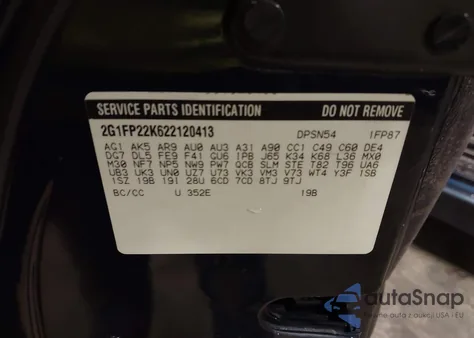 2002 Chevrolet Camaro z USA, uszkodzony, nr VIN 2G1FP22K622120413